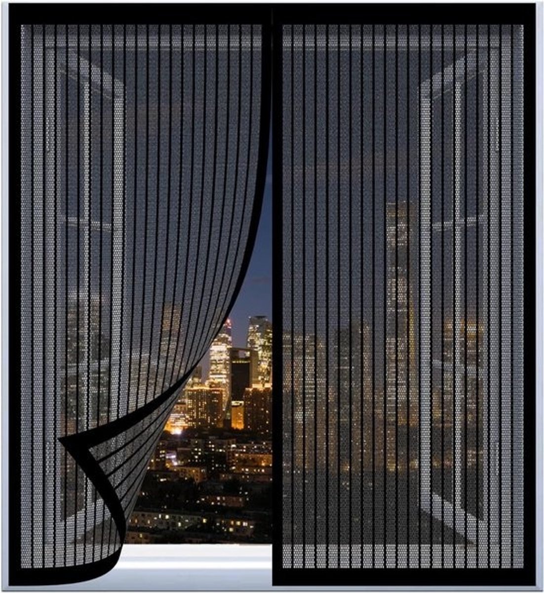 Magnetisch Vliegengordijn - Horrengaas Raam - Insecten Buiten Houden - Automatisch Sluitend - 85 x 200 cm - Zwart