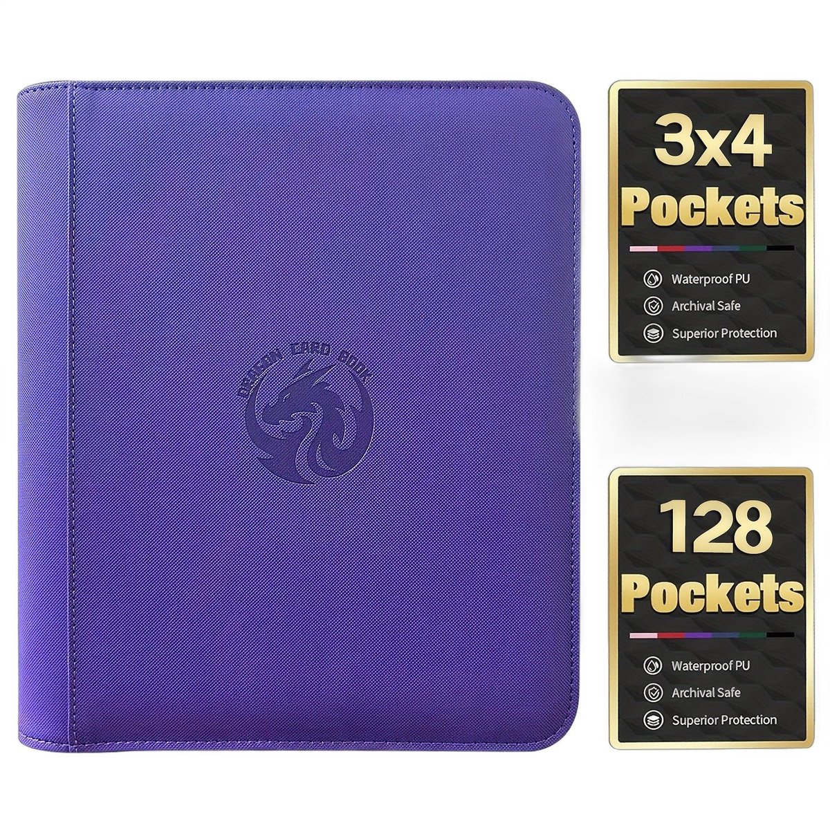 Currero Toploader Binder - Verzamelmap Kaarten - Geschikt voor Pokemon - 4 Pocket - 9 Pocket - 12 Pocket - Trading Card Map - Toploadermap - Paars - 128 Kaarten