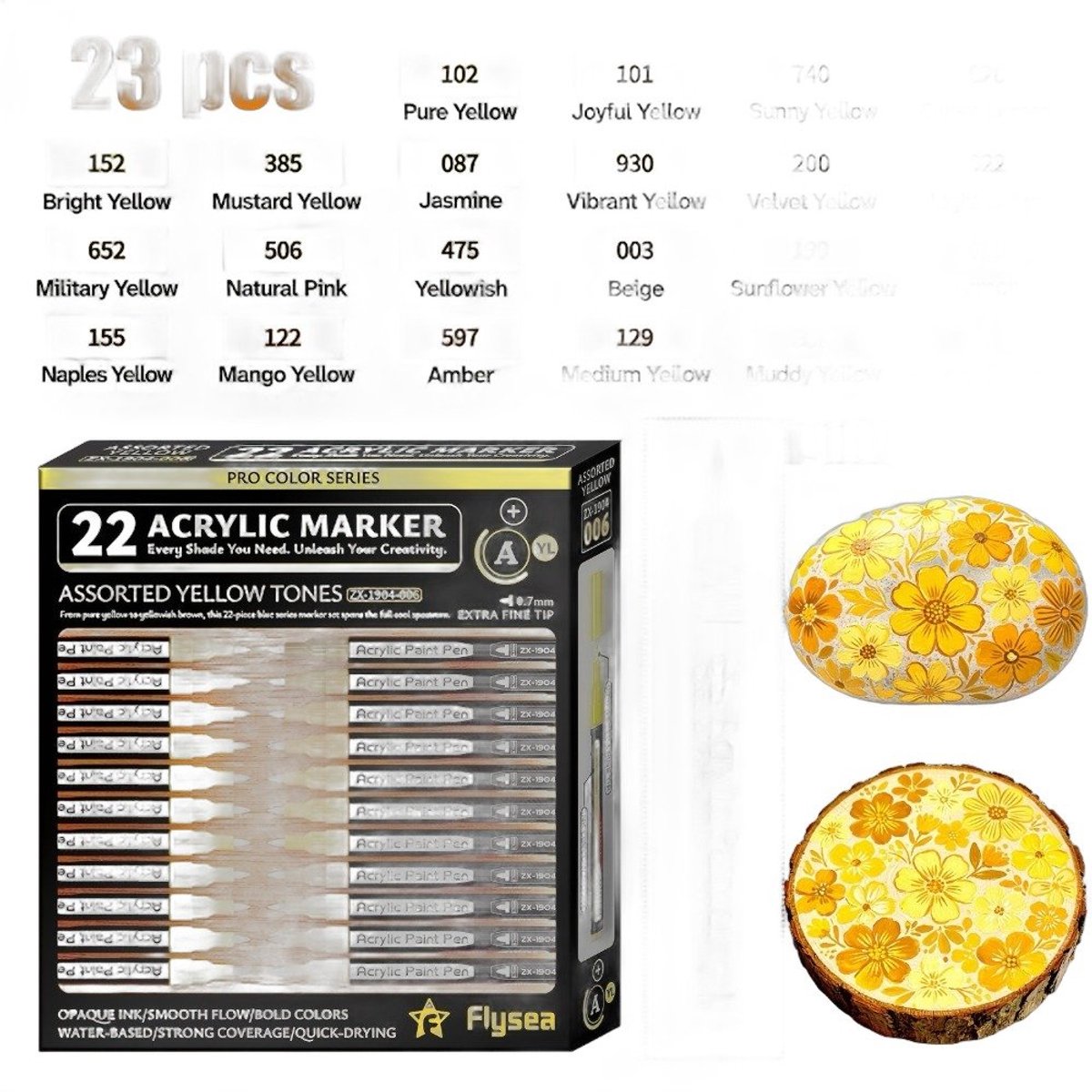 Currero Aquamarkers - Twinmarkers - Brushpennen - Stiften - Markeerstiften Op Waterbasis - Dual Tip - Tekenen En Kleuren - Set Van 23 Stuks, Geel
