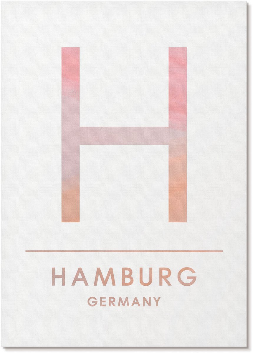 Tulup Polycanvas Poster - H Staat Voor Hamburg, Typografie - A4 - Roze Wanddecoratie - Rechthoek - Muurdecoratie - Woonkamer, Slaapkamer, Kantoor - Modern