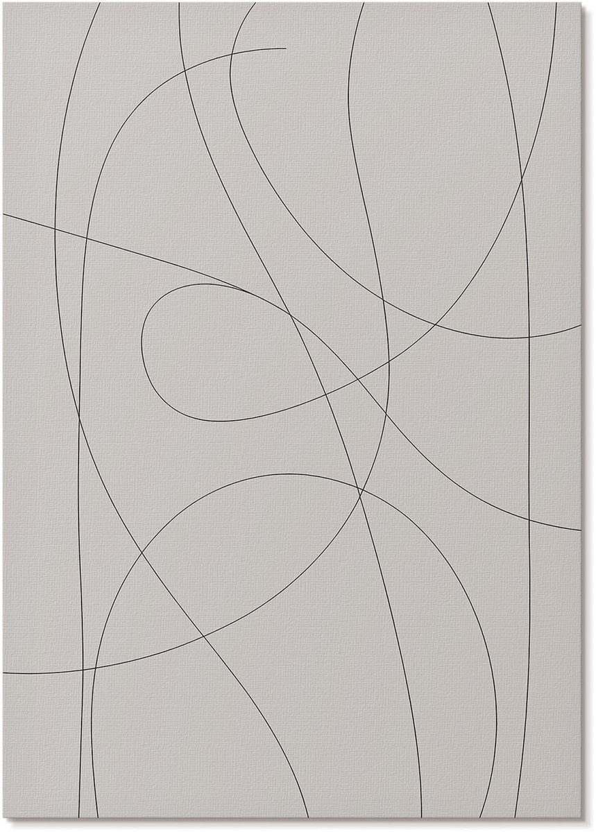 Tulup Polycanvas Wandposter - Subtiele Lijnen, Lijntekening - A4 - Wit Wanddecoratie - Rechthoek - Wandkunstwerk - Woonkamer, Slaapkamer, Kantoor - Minimalist