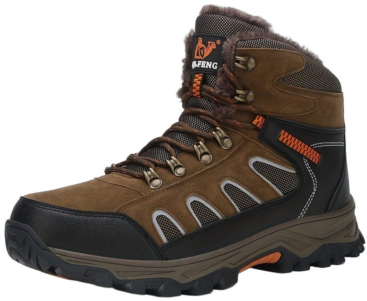 Currero Snowboots Heren Sneeuwlaarzen Heren Winterlaarzen Gevoerde Winterschoenen Waterdicht Antislip Zool Warm Gevoerd Wandellaarzen Winter Lichtbruin