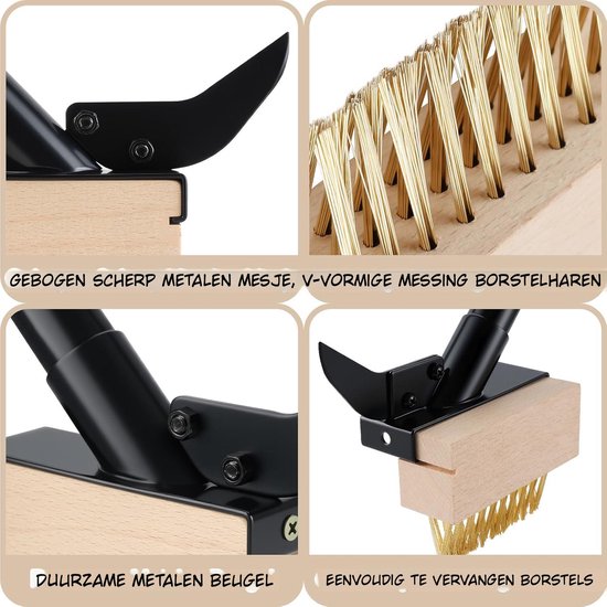 Kavo Onkruidborstel - 4 Borstels - Onkruidverwijderborstel - Borstel en Bladschraper - Zwart/Bruin - 128cm x 10cm x 4cm — afbeelding 3