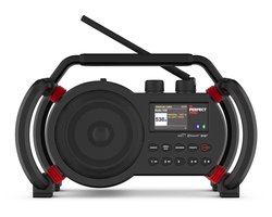 PerfectPro bouwplaatsradio NETBOX, WiFi internetradio, DAB+ en FM-ontvangst, Bluetooth, AUX en USB-ingang, inclusief oplader, IP64, NBX2