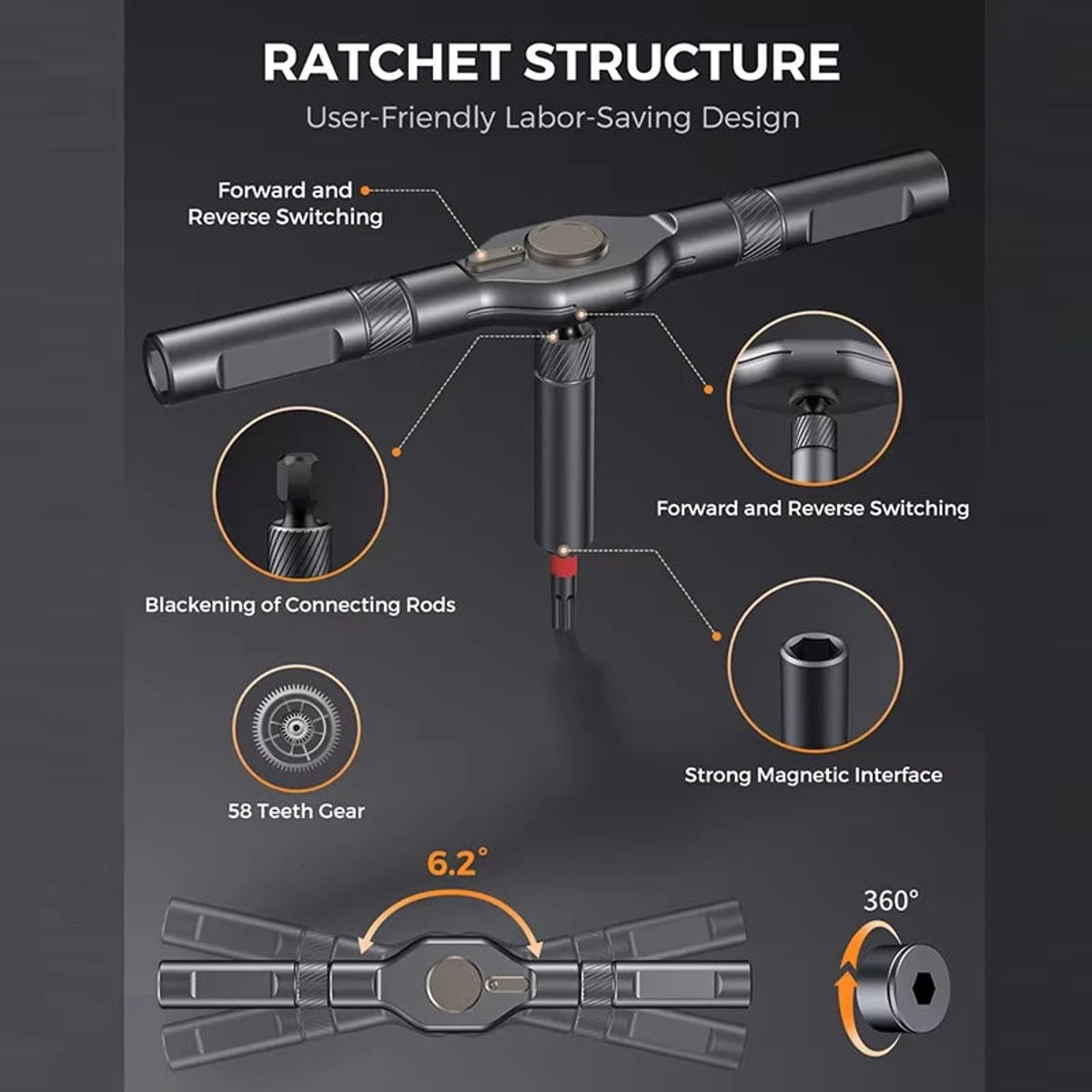 Kingsdun - Ratelschroevendraaierset - 74 In 1 - Magnetische Bits - Schroevendraaierset - Voor Reparatie En Klussen - 74-in-1 Ratelset / Frankrijk