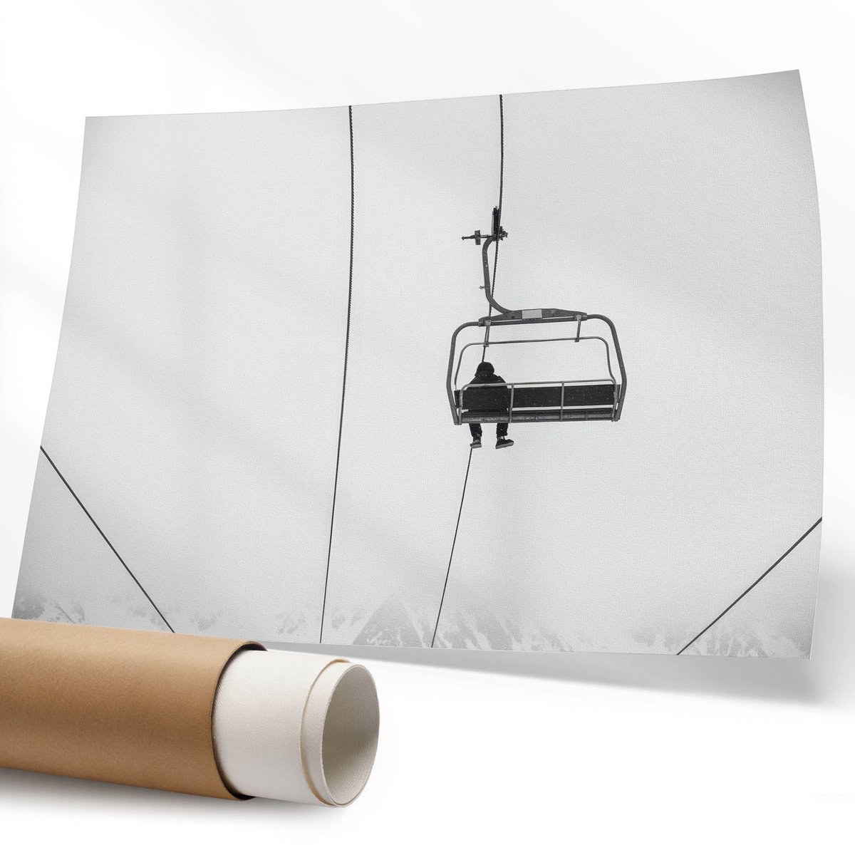 Coloray Polycanvas Wandposter – Wintertrein, Wit – 594 x 840 mm – Wit Patroon – Rechthoek – Decoratieve Wandposter – Kantoor – Romantisch