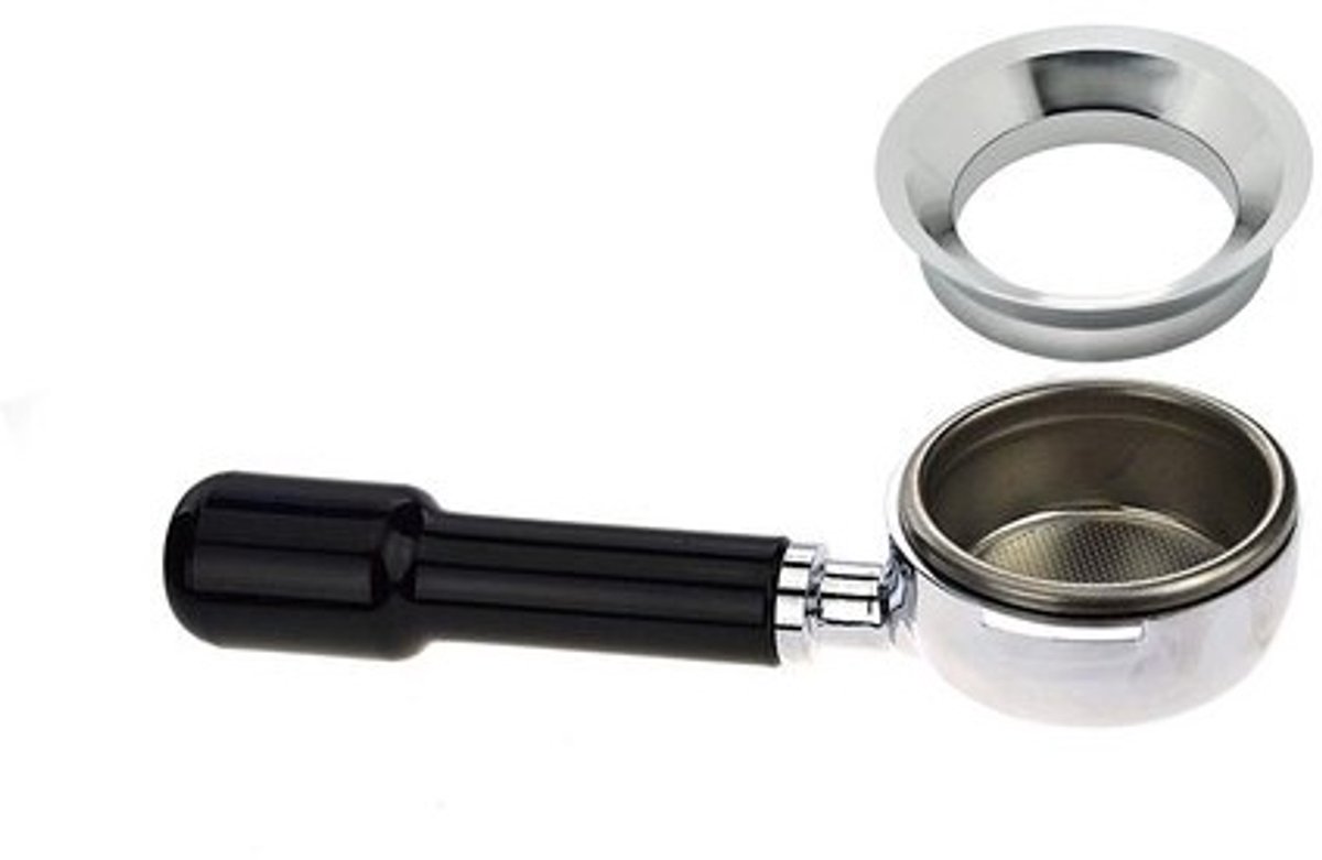 Precisie Koffietrechter - Doseerring Vultrechter - Espresso Bereiding - CNC Gefreesd RVS - 58mm Zeefdrager - Zilver