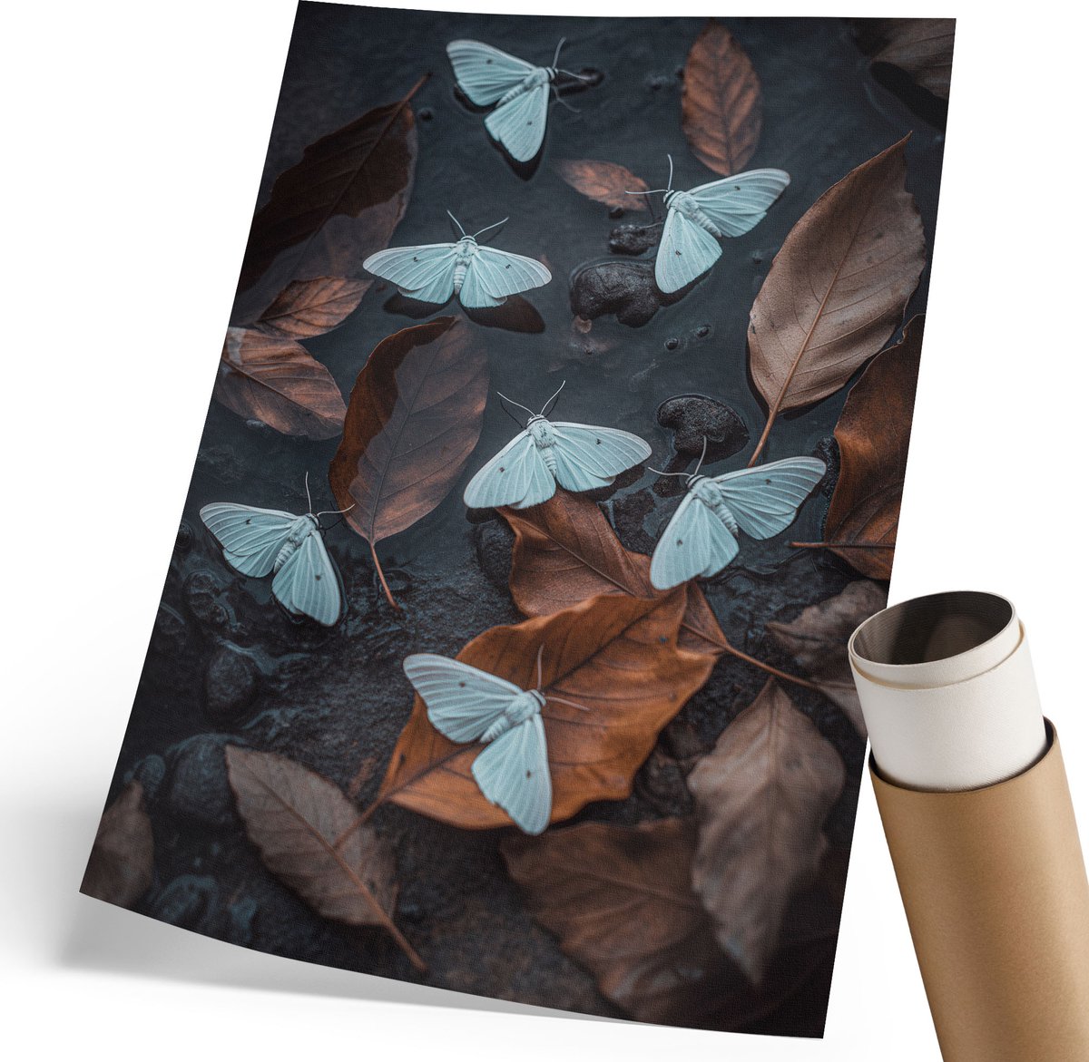 Coloray Canvas Poster Polycanvas - Stadspanorama, Zwart-wit - 210 x 297 mm - Bruin Poster - Rechthoek - Decoratieve poster - Kantoor - Expressief