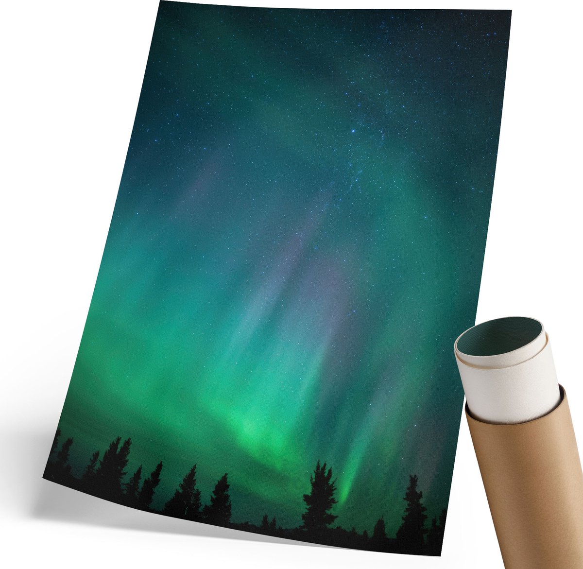 Coloray Polycanvas Poster - Noorderlicht, Fotografie - 210 x 297 mm - Turkoois Kunst - Rechthoek - Decoratieve poster - Woonkamer, Slaapkamer, Kantoor - Modern