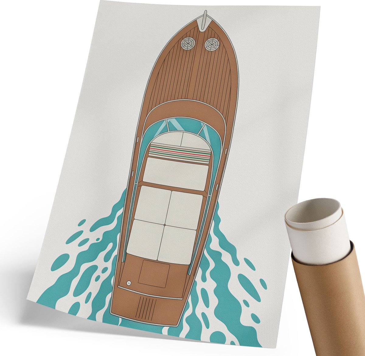 Coloray Polycanvas Wandposter - Stijlvol Jacht, Illustratie - 210 x 297 mm - Bruin Wanddecoratie - Rechthoek - Wandkunstwerk - Woonkamer, Slaapkamer, Kantoor - Modern