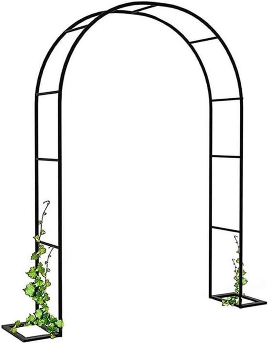 Rozenboog Tuin - Pergola Klimplant - Decoratie Planten - Verstevigd Metaalframe - W280xH220CM - Zwart