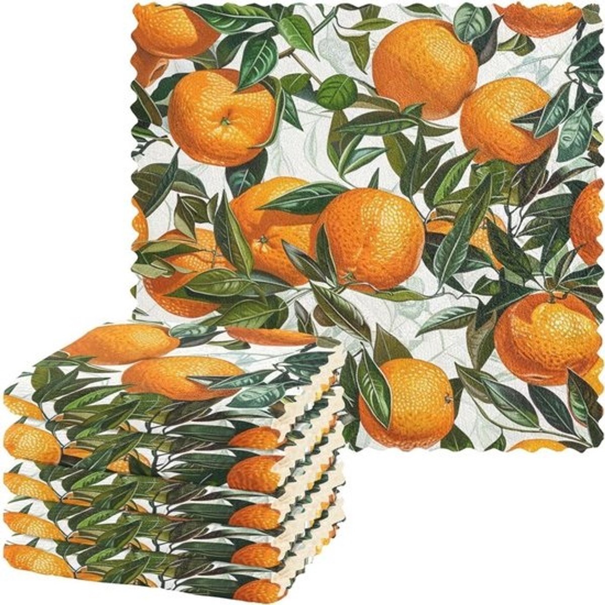 Keukendoeken Set - Theedoeken Vaatdoeken - Keuken Schoonmaken - Hoog Absorptievermogen - 6 stuks 28x28 cm - Oranje Print