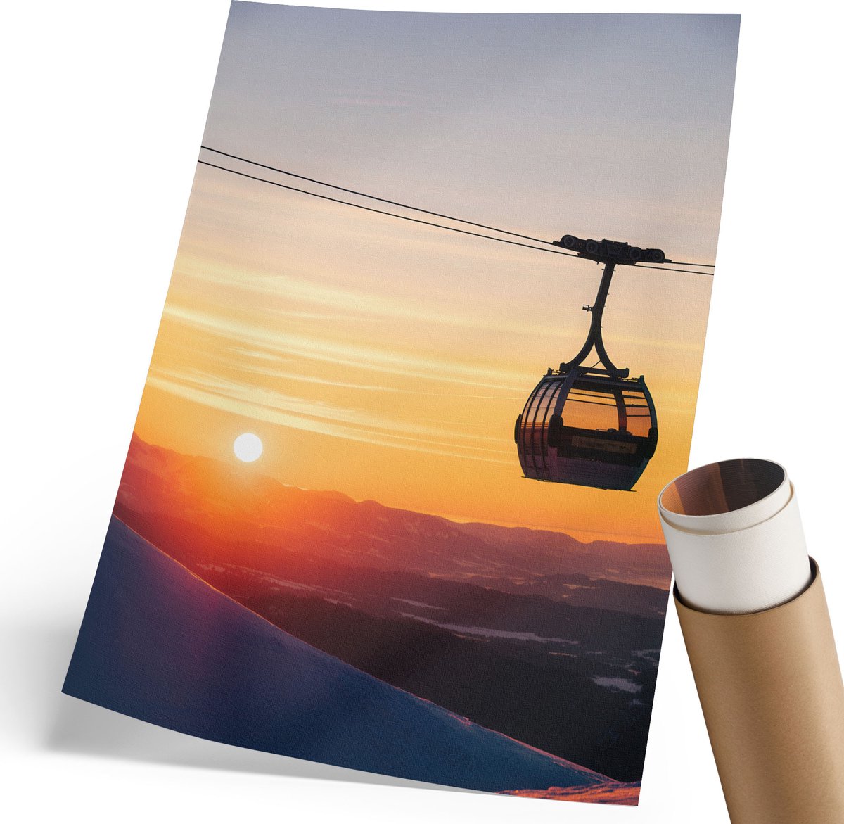 Coloray Polycanvas Wandposter - Japanse Tempel, Illustratie - 420 x 594 mm - Beige Motief - Rechthoek - Interieurdecoratie - Woonkamer, Slaapkamer, Kantoor - Japanse