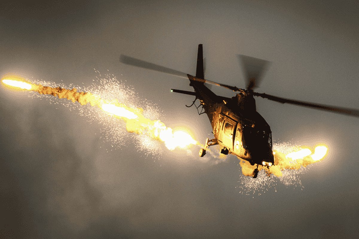 Helicopter Poster - Flare - Heli Flare - Actiefoto - posters - formaat 70x100cm - Wanddecoratie - L1391SFA