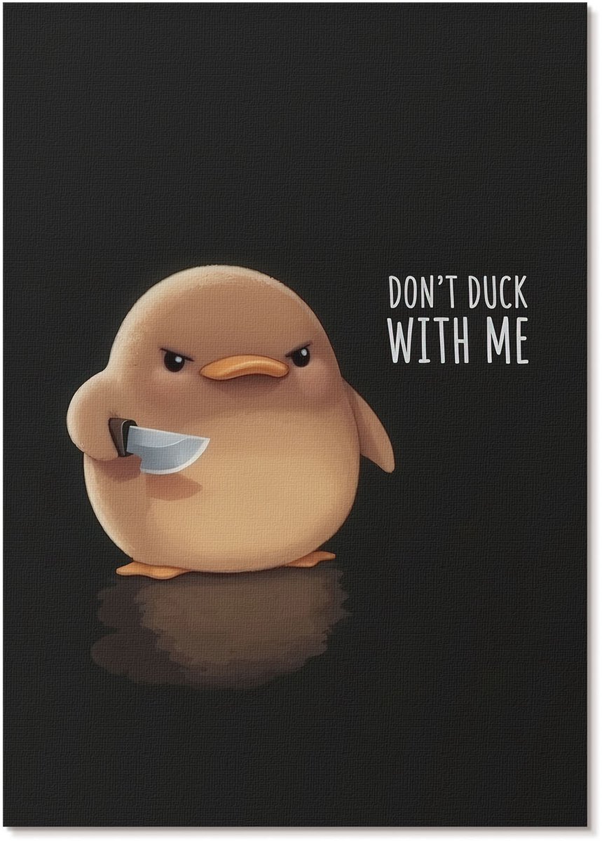 Tulup Polycanvas Wandposter - Duik Niet Met Me Mee., Illustratie - A4 - Zwart Illustratie - Rechthoek - Canvasposter - Woonkamer, Slaapkamer, Kantoor - Humoristisch