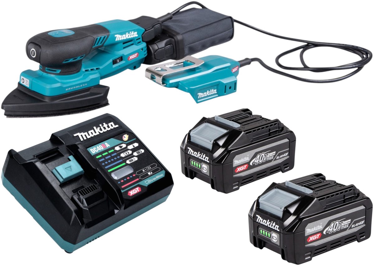 Makita BO 006 CGU201 accu-deltaschuurmachine 40 V max. 100 x 150 mm 3,0 mm slag Brushless + 2x accu 4,0 Ah + oplader