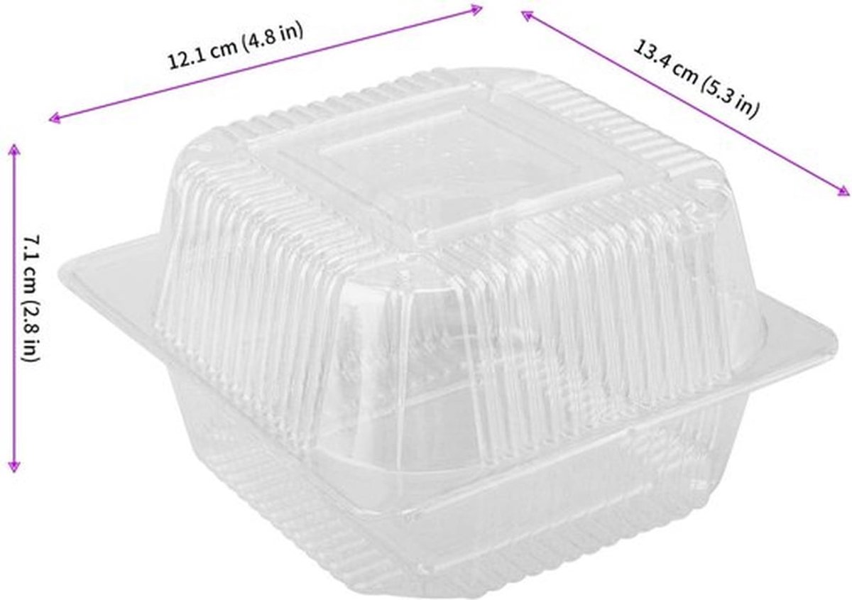 Cakeboxen - 100 Stuks - Duidelijke Taartpuntdozen - 13.5cm - Voor Taart - Ideaal voor Snacks en Gerechten