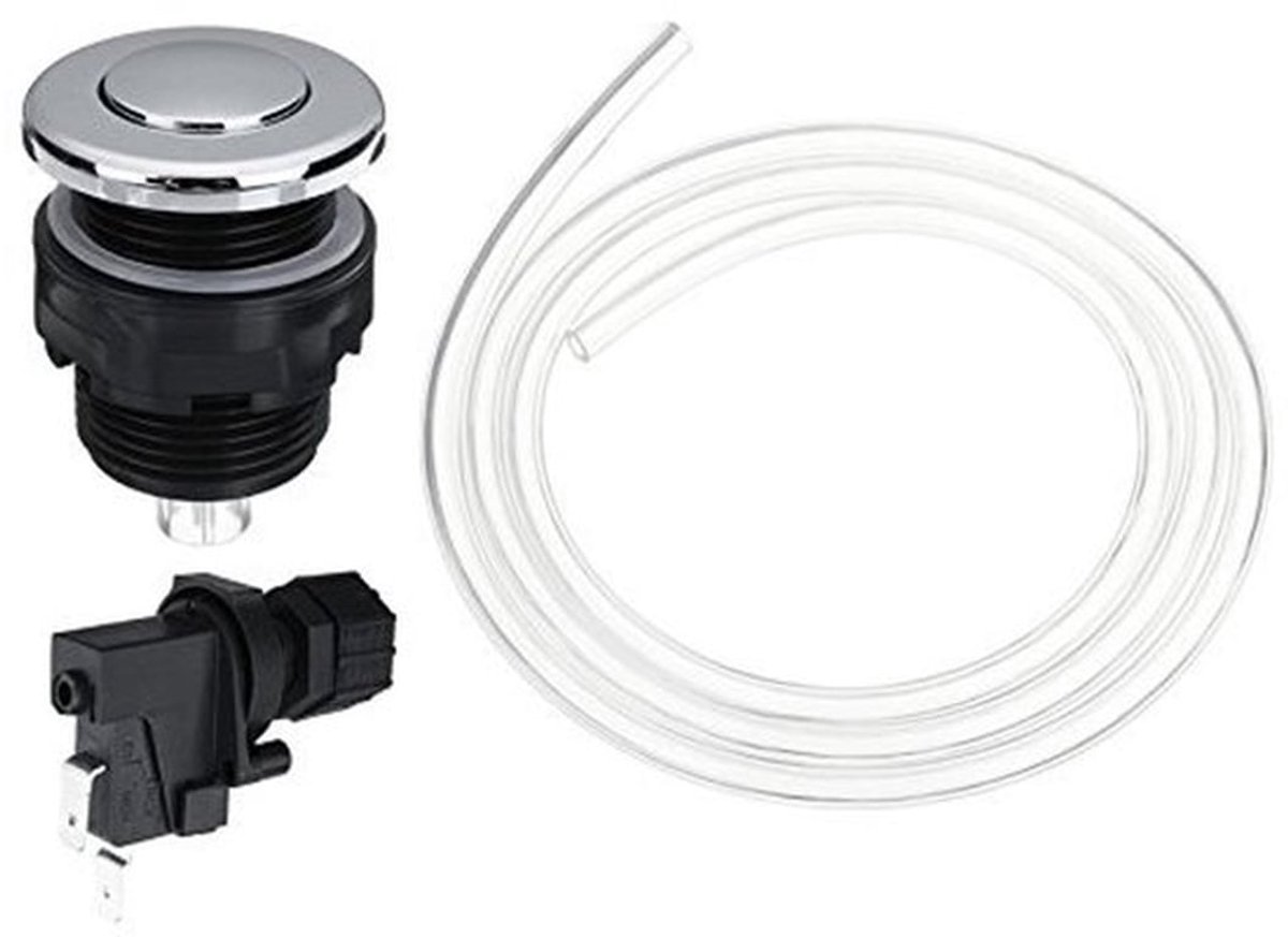 - Pneumatische Schakelaar - 25V-250V - Voor Badkamer - Duurzaam - Afvalverwijderaar - Geschikt voor Badkuip en Afvalverwerker - Compact 34mm