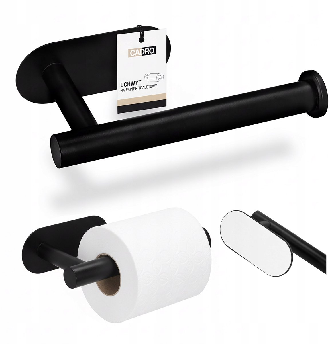 Zwarte Toiletrolhouder Loft - Zonder Boren - Staal 16,5cm