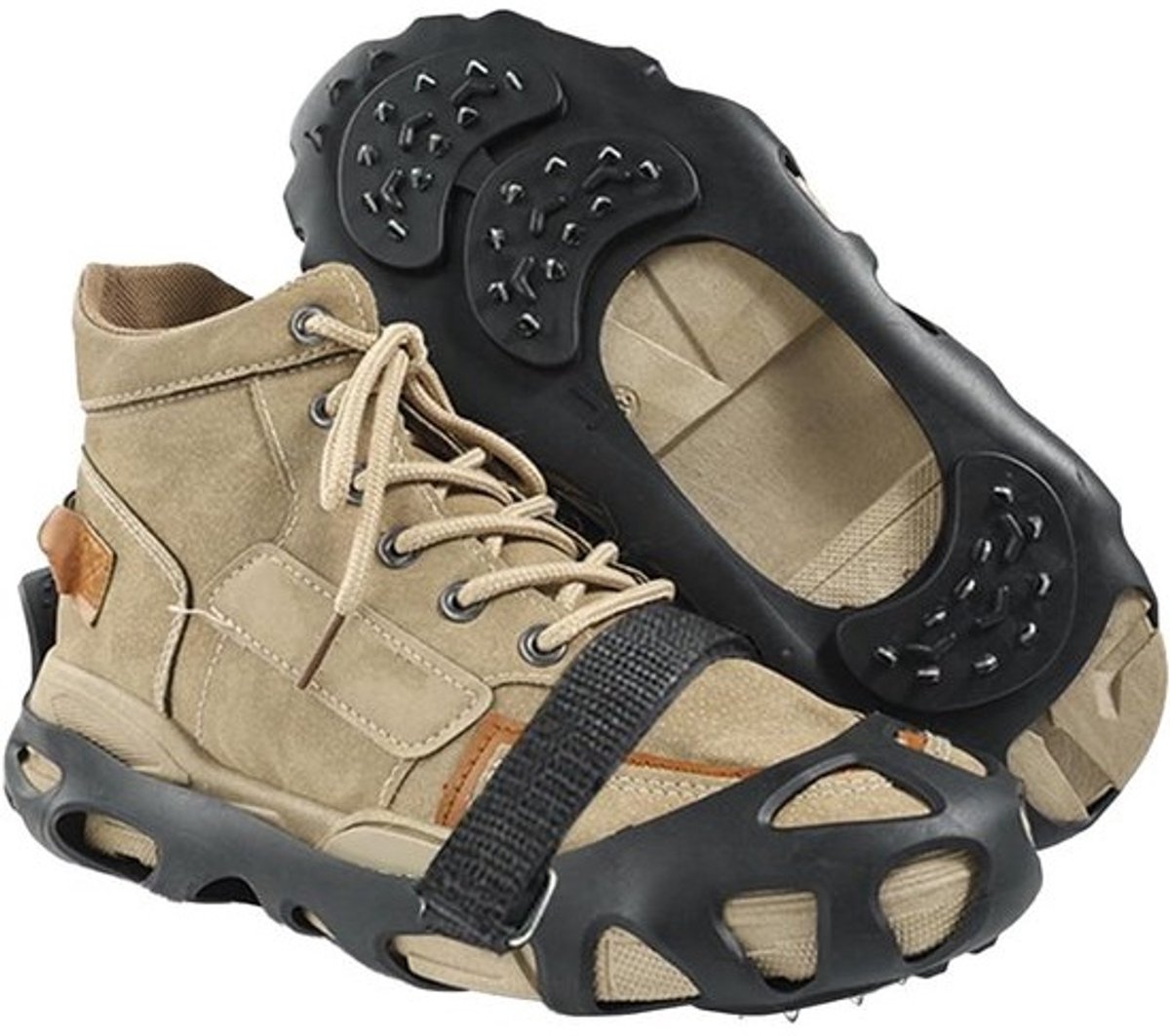 IJsklauwen voor schoenen - Sneeuwkettingen schoenen - Veilig lopen winter - 30 roestvrijstalen spikes - Maat M/L - Zwart