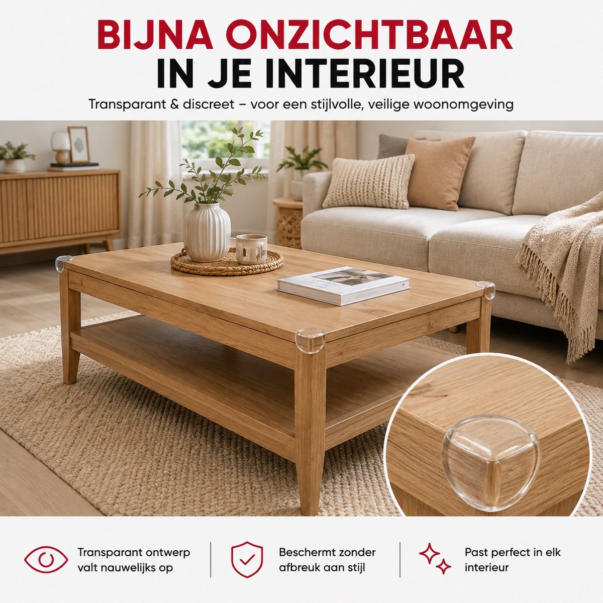 Eldur® Zelfklevende Hoekbeschermers Set 12 Stuks - Transparante Hoekbescherming - Baby & Kind Veiligheid - Meubel beschermhoeken - Tafelhoek Beschermers - Stootrand – foto 3