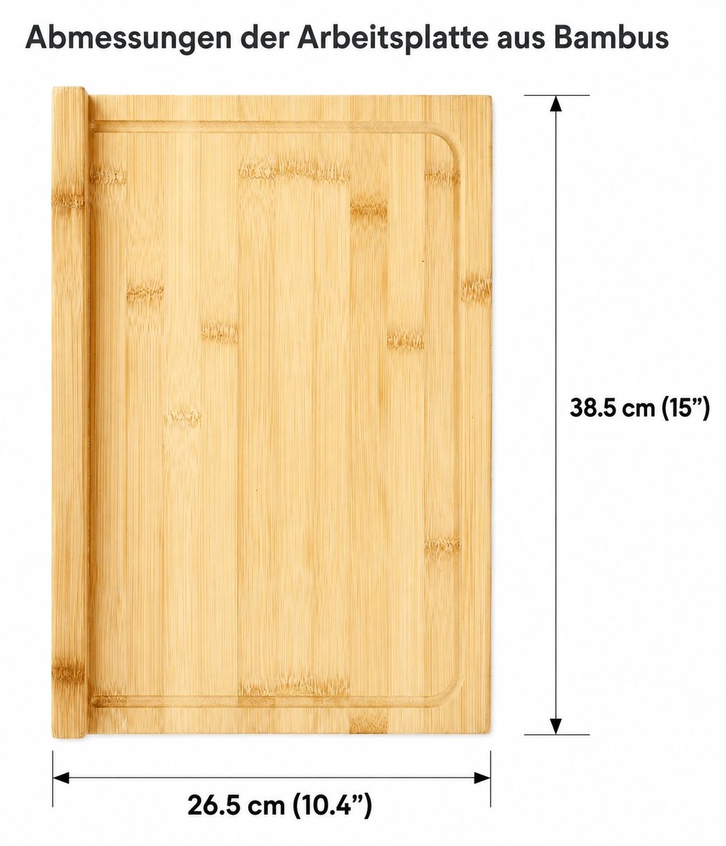 R&H® Bamboe snijplank met sapgroef en rand, 38,5 cm, dubbelzijdig, natuurlijk