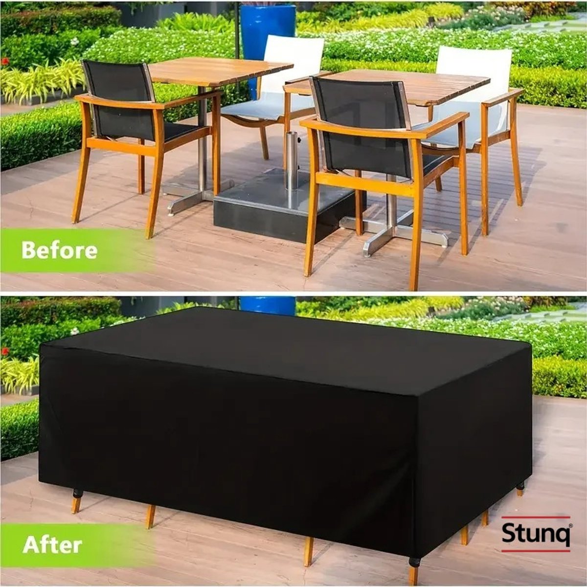 Stunq Waterdichte Tuinmeubelhoes 210D Oxford Zwart 242x162x100 cm