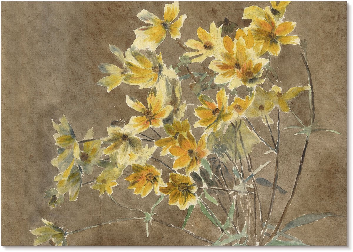 Tulup Canvas Poster Polycanvas - Bloemen Van Het Wiel, Illustratie - A1 - Roze Poster - Rechthoek - Decoratieve poster - Kantoor - Modern