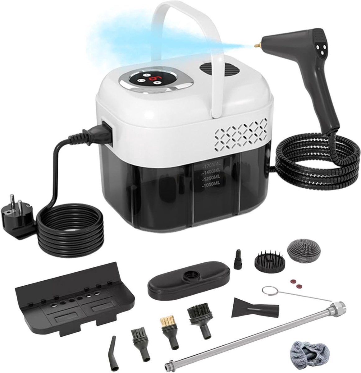 Stoomreiniger - draagbaar, multifunctioneel, met 6 standen, stoomreiniger voor keuken, voor meubels, tapijt, hardhout, bank, bekleding, tegels