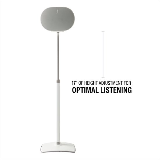 Sanus WSSE3A1-W2 adjustable speaker stand - verstelbaar in hoogte - luidsprekerstandaard - optimale luisterhoogte - kabelbeheer - geschikt voor Sonos ERA 300 - Wit van Sanus — afbeelding 5