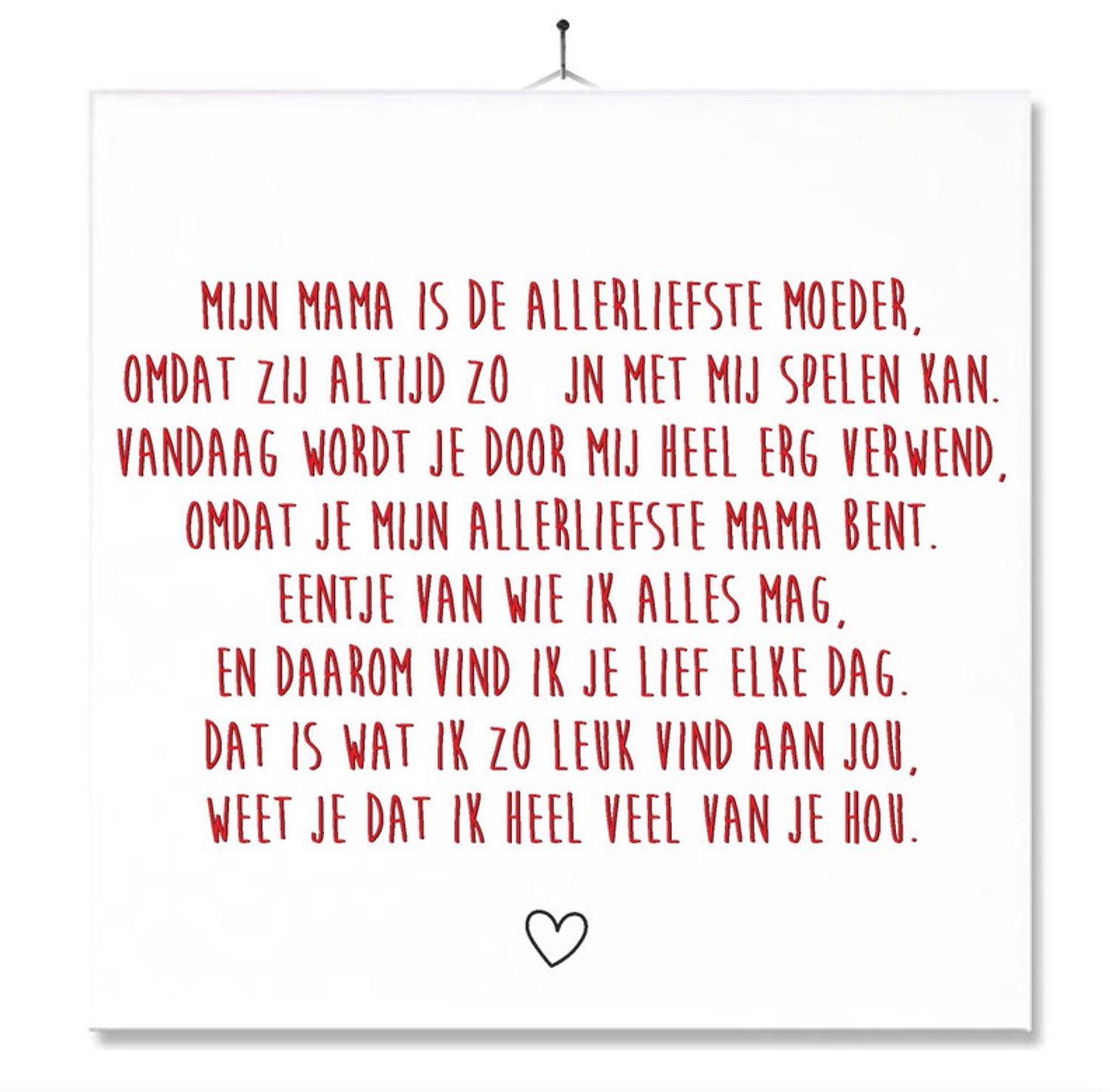 MC Living Tegel Met Opdruk | Kado | Cadeau | Moederdag | Mijn mama is de allerliefste moeder Multi-Color