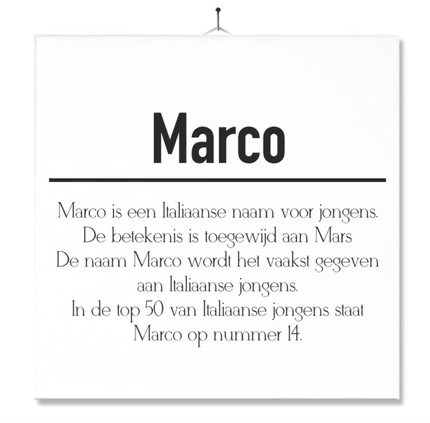 MC Living Tegel Met Opdruk | Betekenis | Kado | Cadeau | Met Naam - Marco Multi-Color