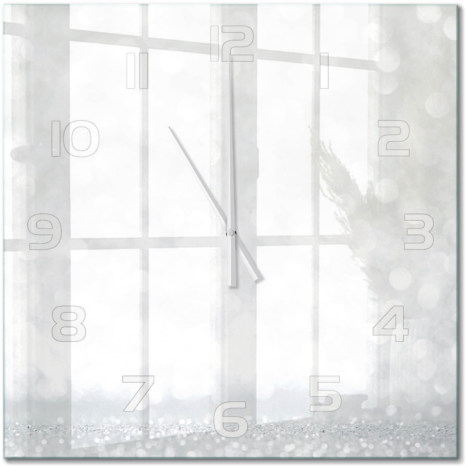 TULUP Wandklok - Kleine dingen Gekleurde Glazen Klok - 60x60 cm - Zilver Glazen Klok Met Print - Witte handen - Vierkante Klok - Moderne Wandklok Glas - Wandklok Glas Decoratie