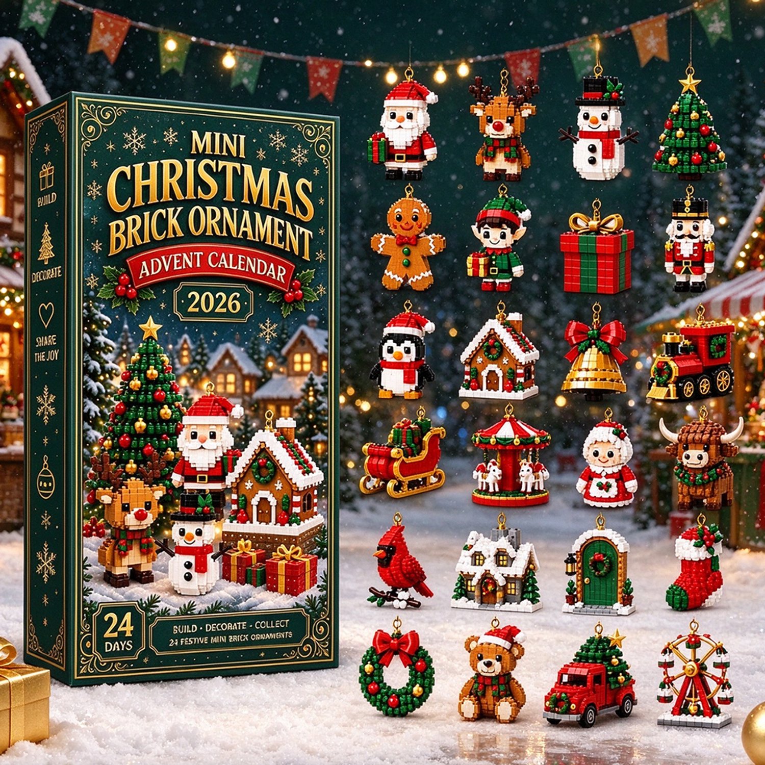 Adventskalender 2026 - kerstkalender - kerst adventskalender - 24 ornamenten - adventskalender kinderen - kerstversiering - kerst cadeautjes - Feestelijke Sfeer Creëren - Kerst Cadeau - voor Kinderen en Volwassenen