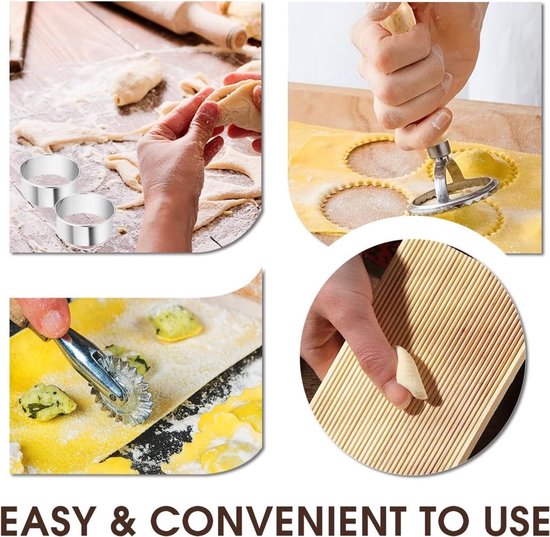 Pasta Maakset met 9 Houten Gereedschappen en Droogrek — afbeelding 2
