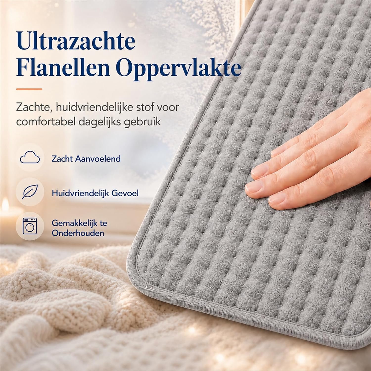 VHV-Elektrische deken 30x60cm - 9 temperatuurinstellingen, 4 timerfuncties - 75W wasbare elektrische deken met automatische uitschakelfunctie - Grijs – foto 6