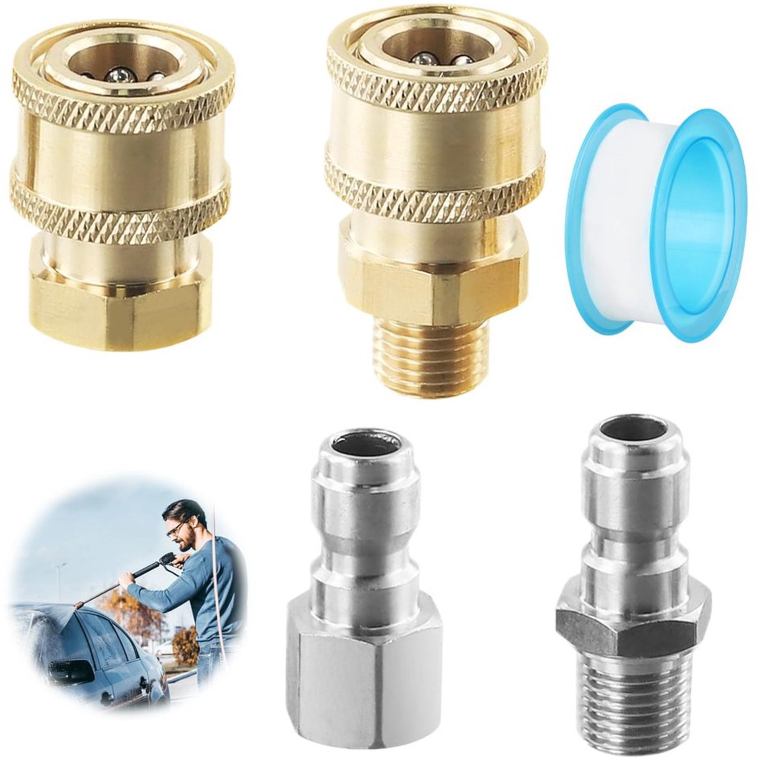 Hoge Druk Slang Koppeling - 4 Stuks Messing Snelle Koppelaars