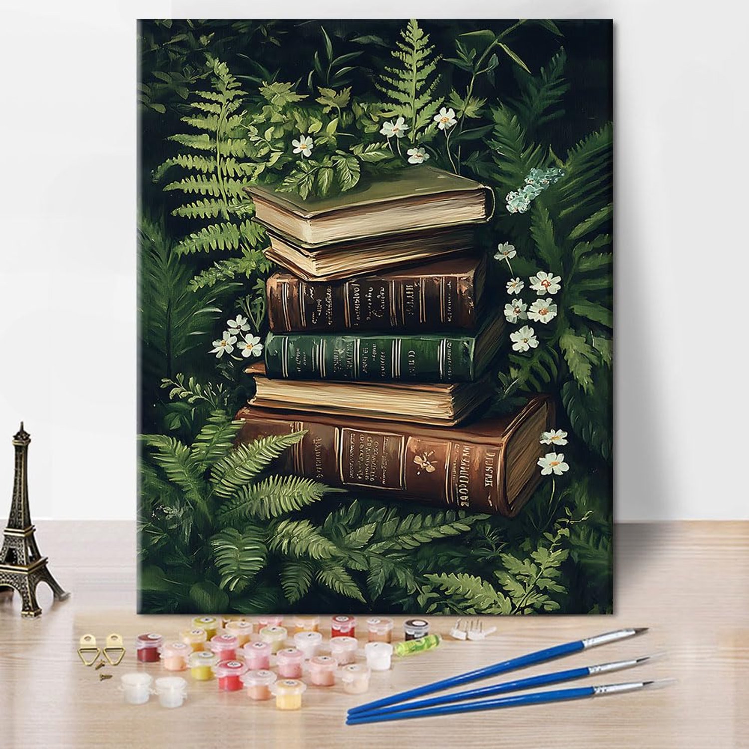 Vintage Schilderen op Nummer Set met Groene Bladeren