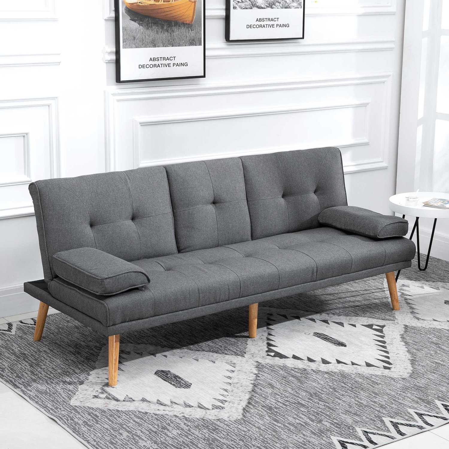 CHICFURN Slaapbank - 3-zits - Verstelbare rugleuning - Donkergrijs