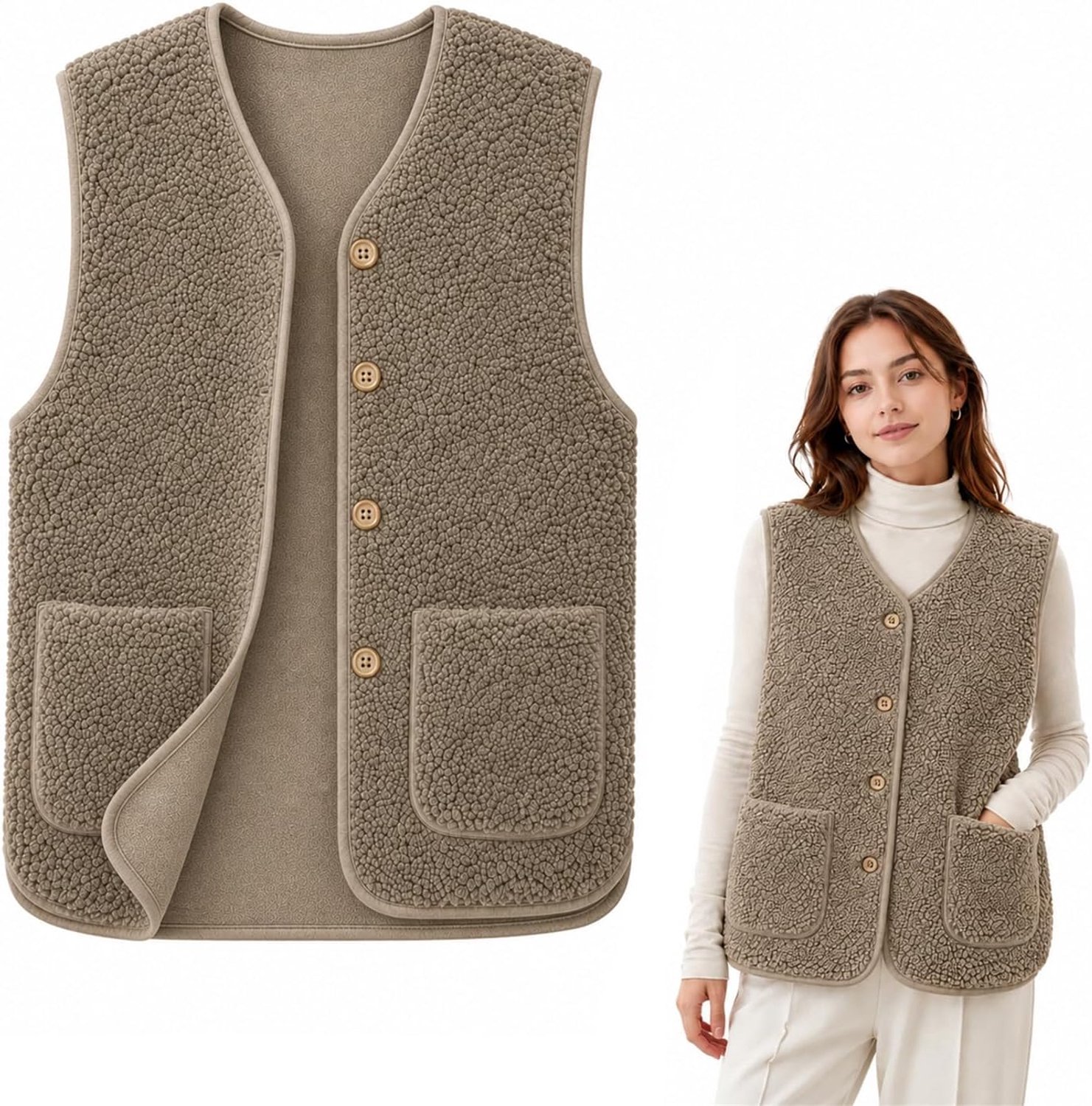 Vest, fleece, zonder mouwen