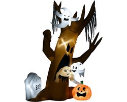 Halloween Decoratie, 2,40 m Grote Spookboom, Zelfopblazend, LED-verlichting, voor Buiten