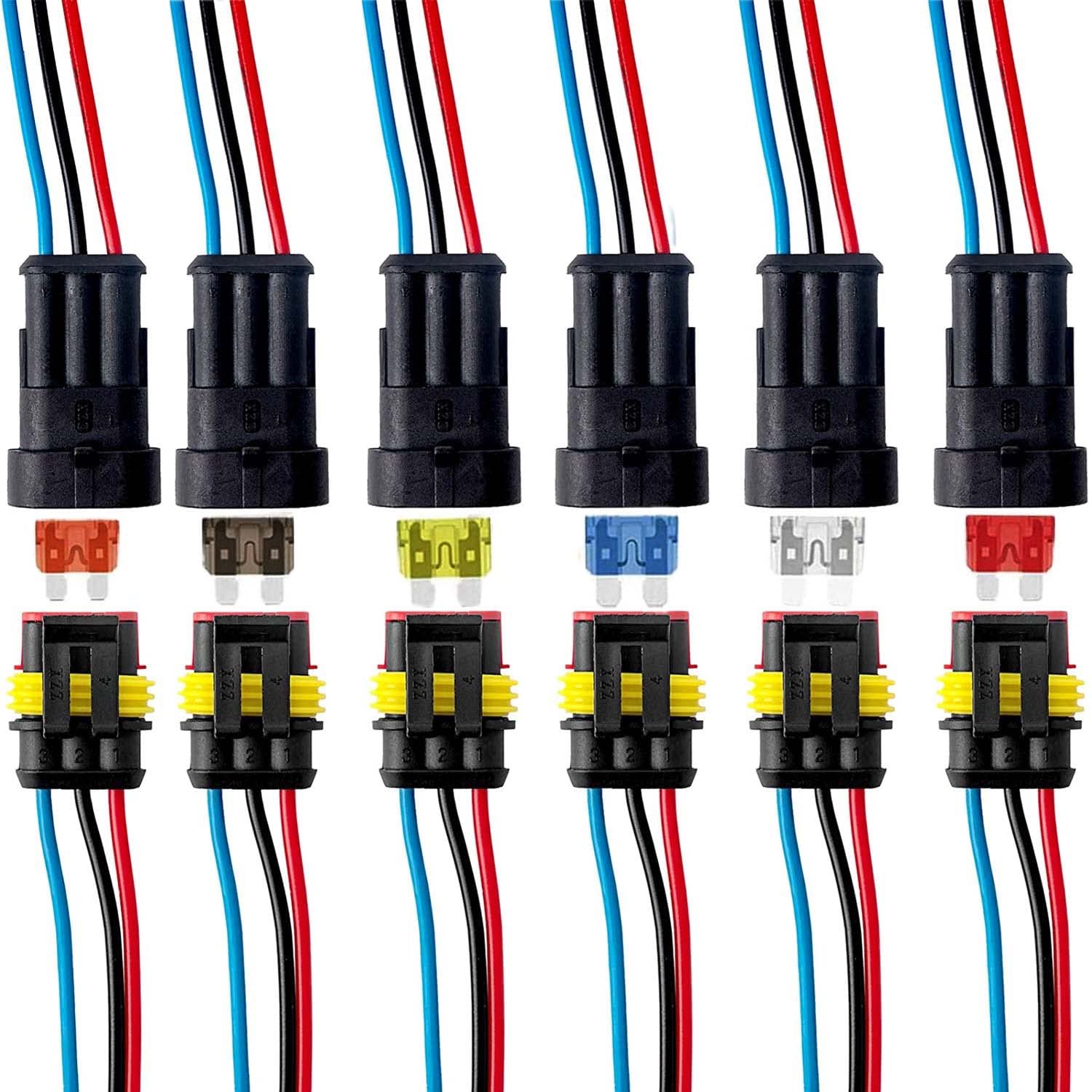 3-Pins Waterdichte Auto-Connector 6 Paar