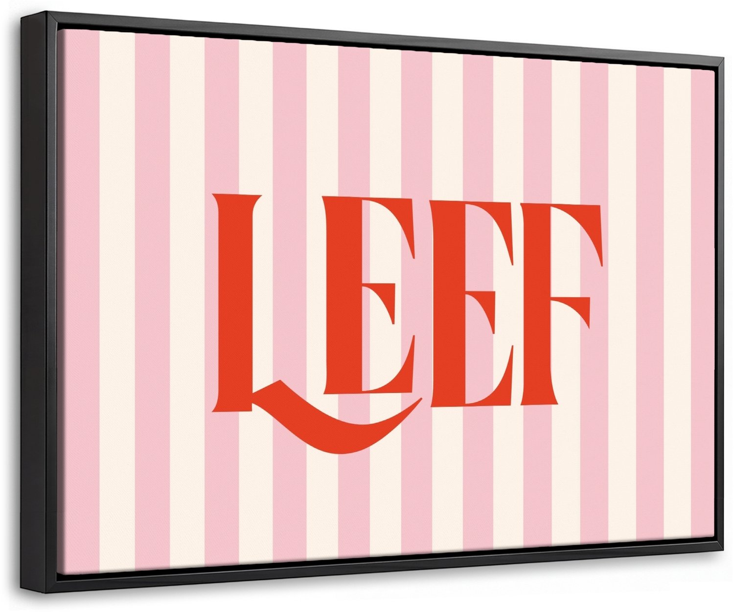 Canvas Schilderij met Baklijst 60x40cm - Zachtroze - Rood - Strepen - Leef - Muurdecoratie woonkamer - Slaapkamer decoratie - Kamer accessoires - Schilderijen op canvas met lijst