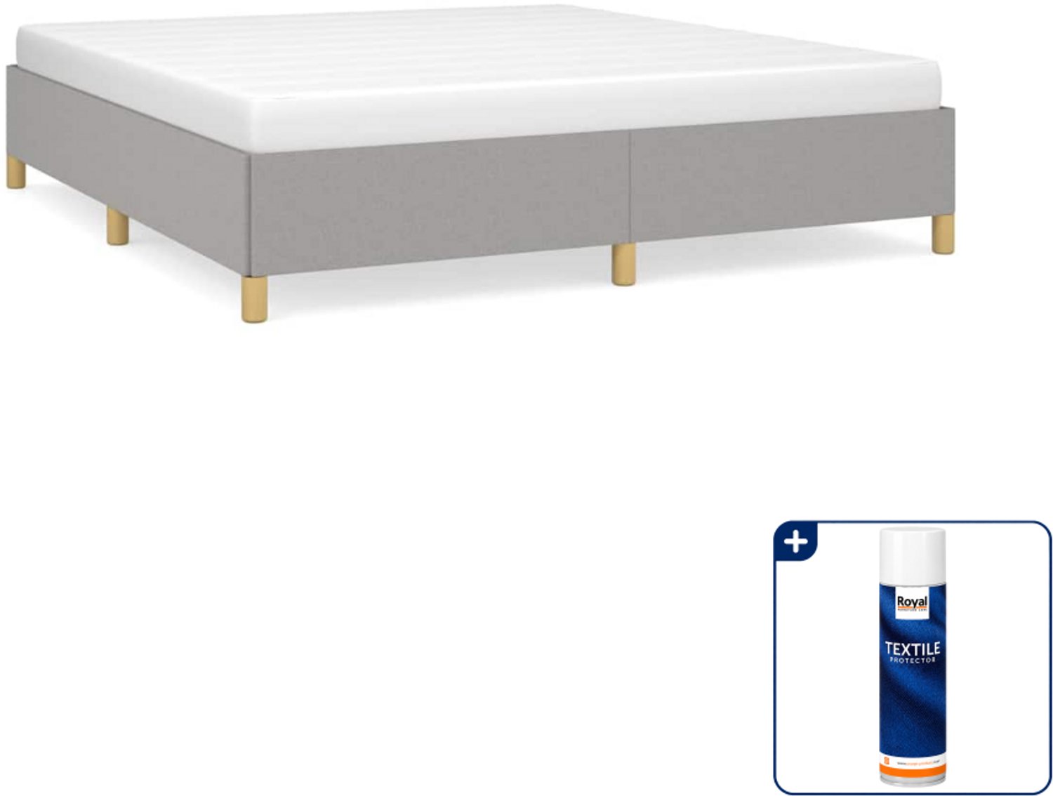 vidaXL boxspring bed - Kingsize - 180 x 200 cm - lichtgrijs - Inclusief textielbeschermer 500 ml Blauw
