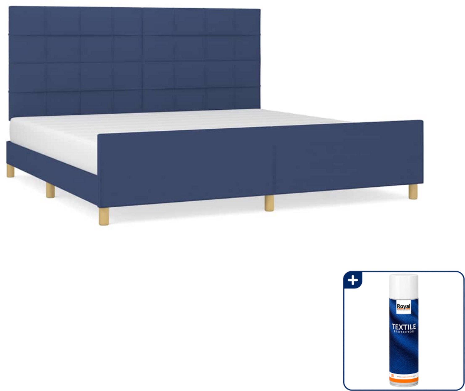 vidaXL bedframe - 200 x 200 cm - stof - blauw - Inclusief textielbeschermer 500 ml Zwart