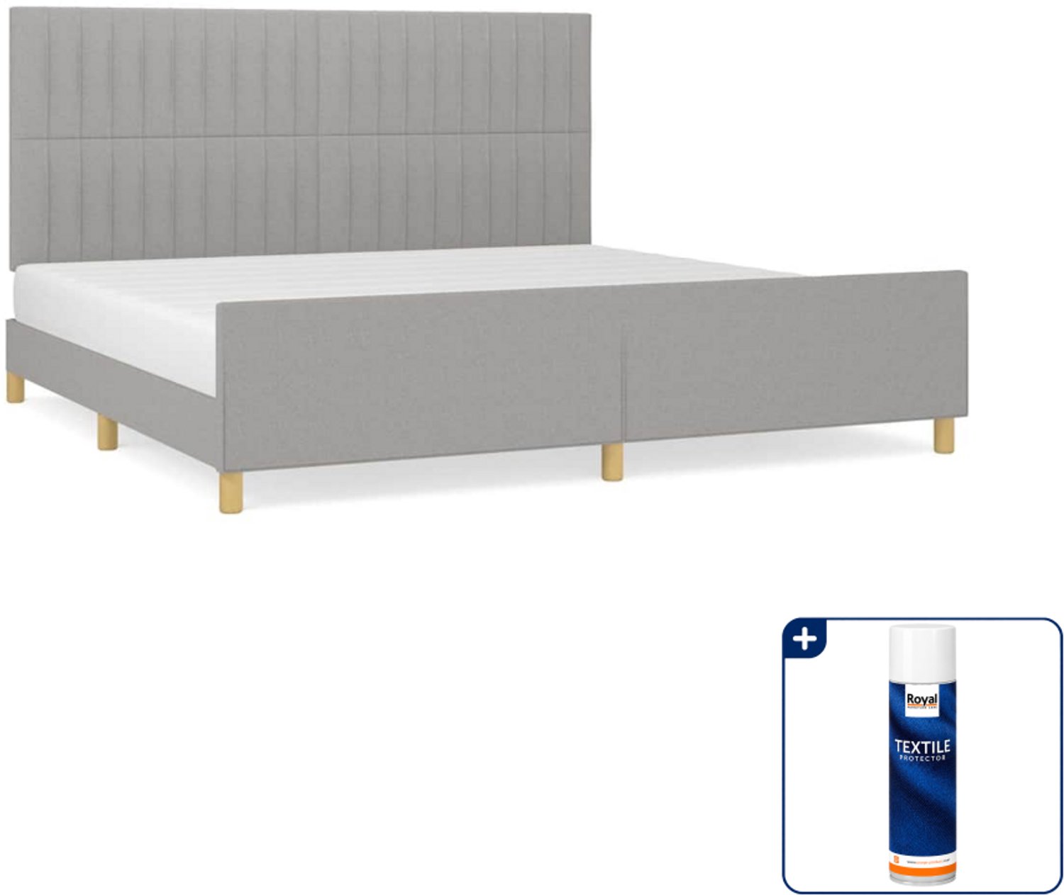 vidaXL bedframe - 200 x 200 cm - lichtgrijs - Inclusief textielbeschermer 500 ml