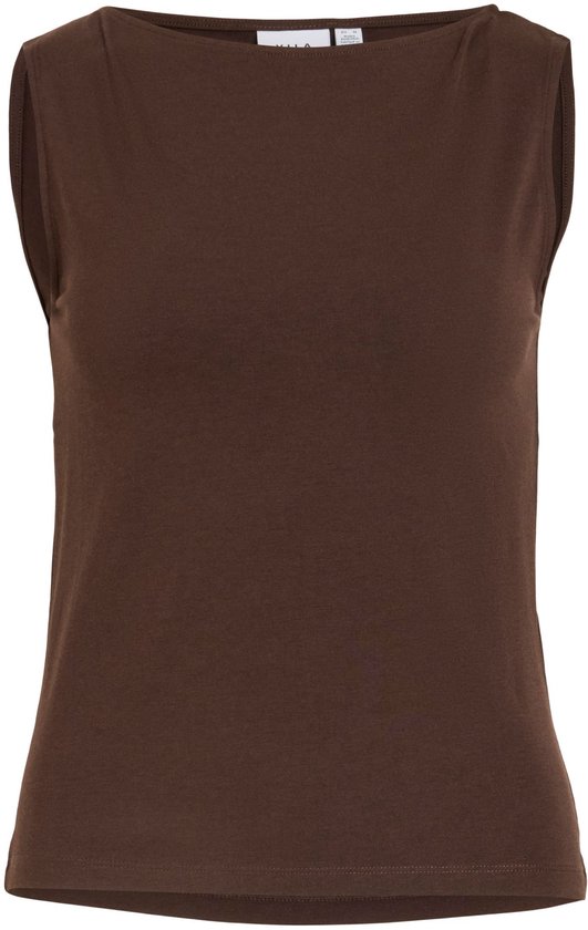 Bruine mouwloze top met boothals