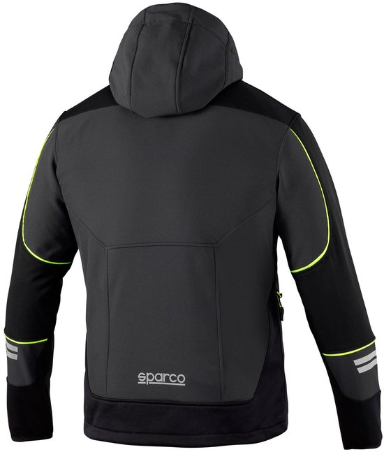 Sparco Tech Softshell - Waterdichte, reflecterende en versterkte jas met polar fleece voering - Maat L - Grijs/Geel van Sparco — afbeelding 2