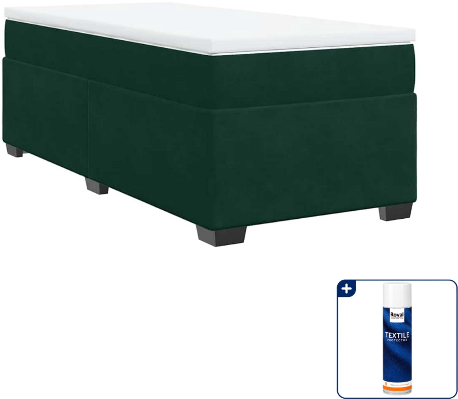 vidaXL boxspring met matras - 80 x 200 cm - fluweel - donkergroen - Inclusief textielbeschermer 500 ml