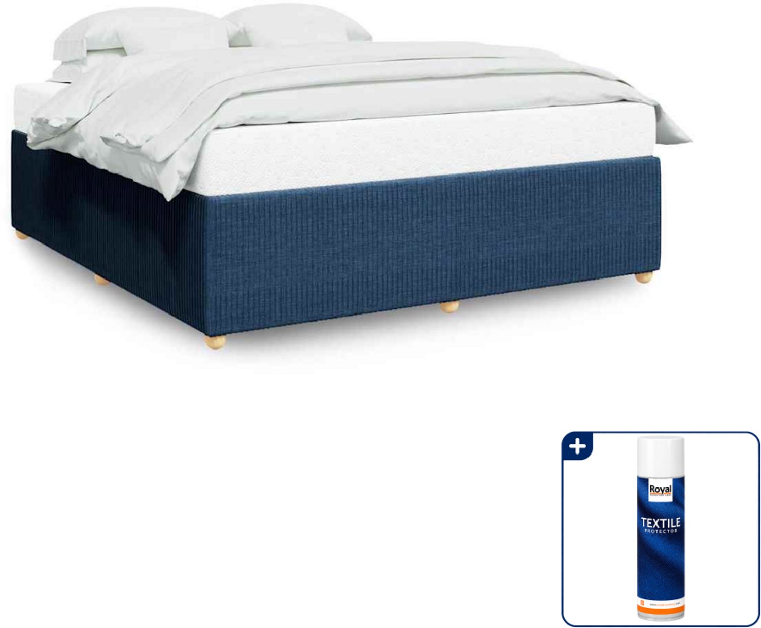 vidaXL Kingsize bedframe - 180 x 200 cm - stof - blauw - Inclusief textielbeschermer 500 ml